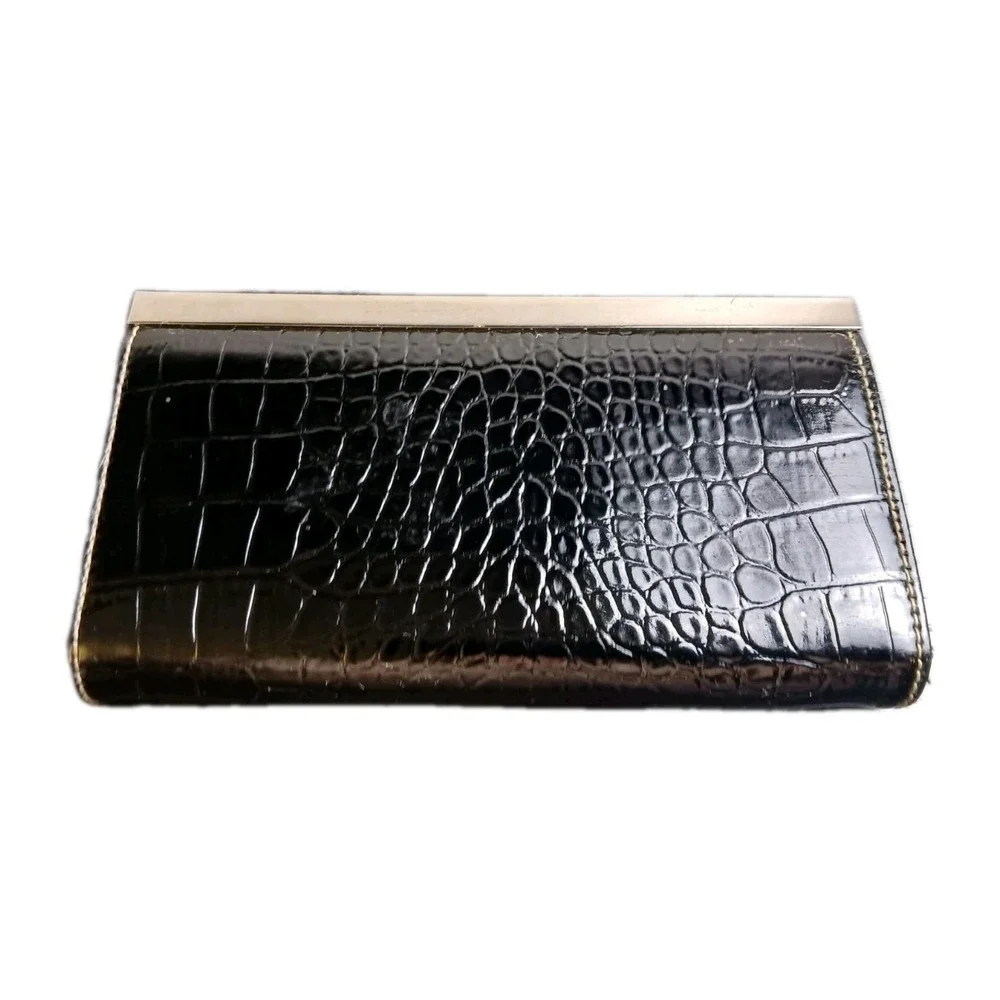 Black Clutch Wallet Credit Card/Cash/coins Women's  7.5X4X1.3‎ #1544